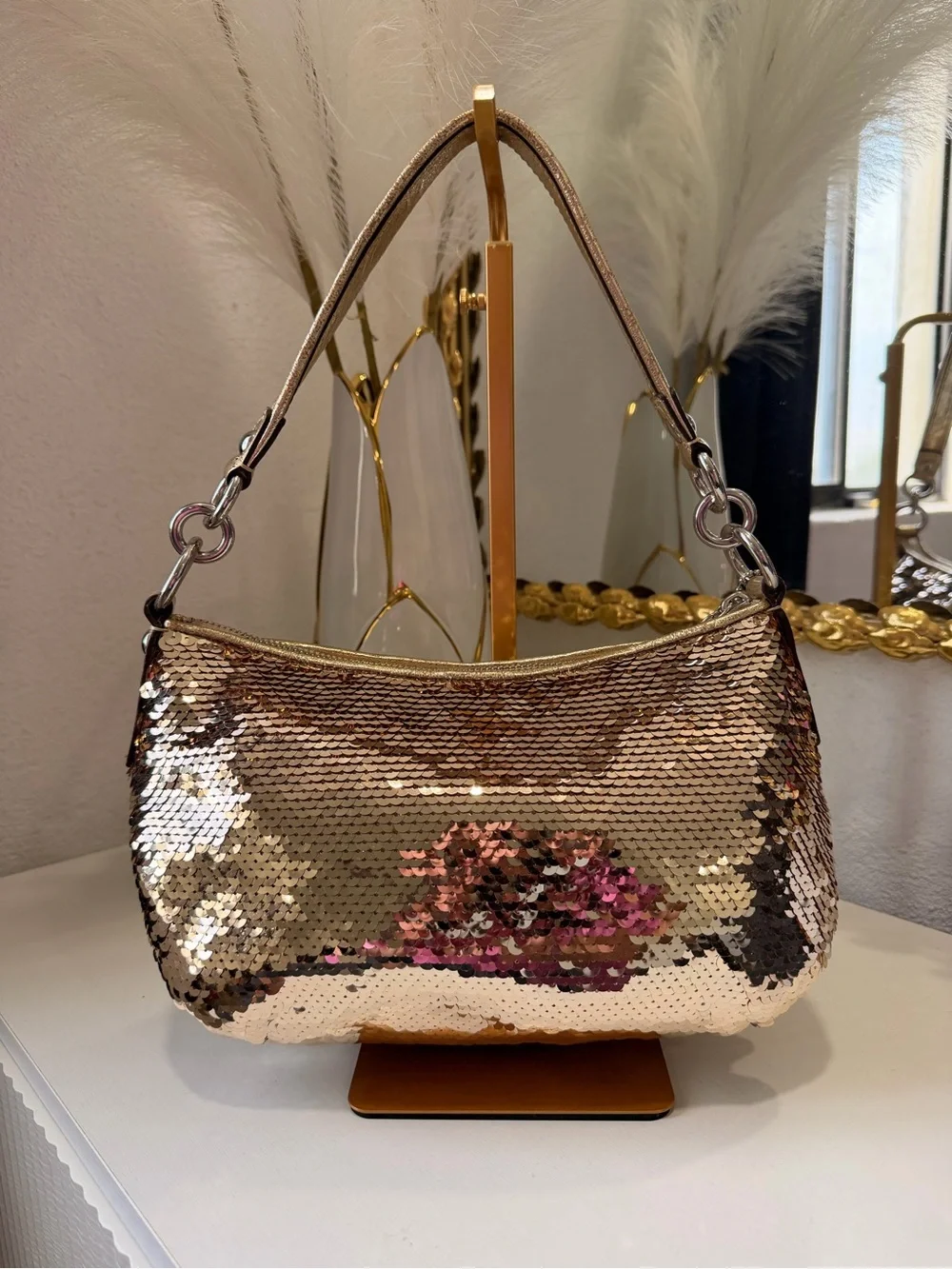 Coach Rose Gold Sequin Shoulder Bag